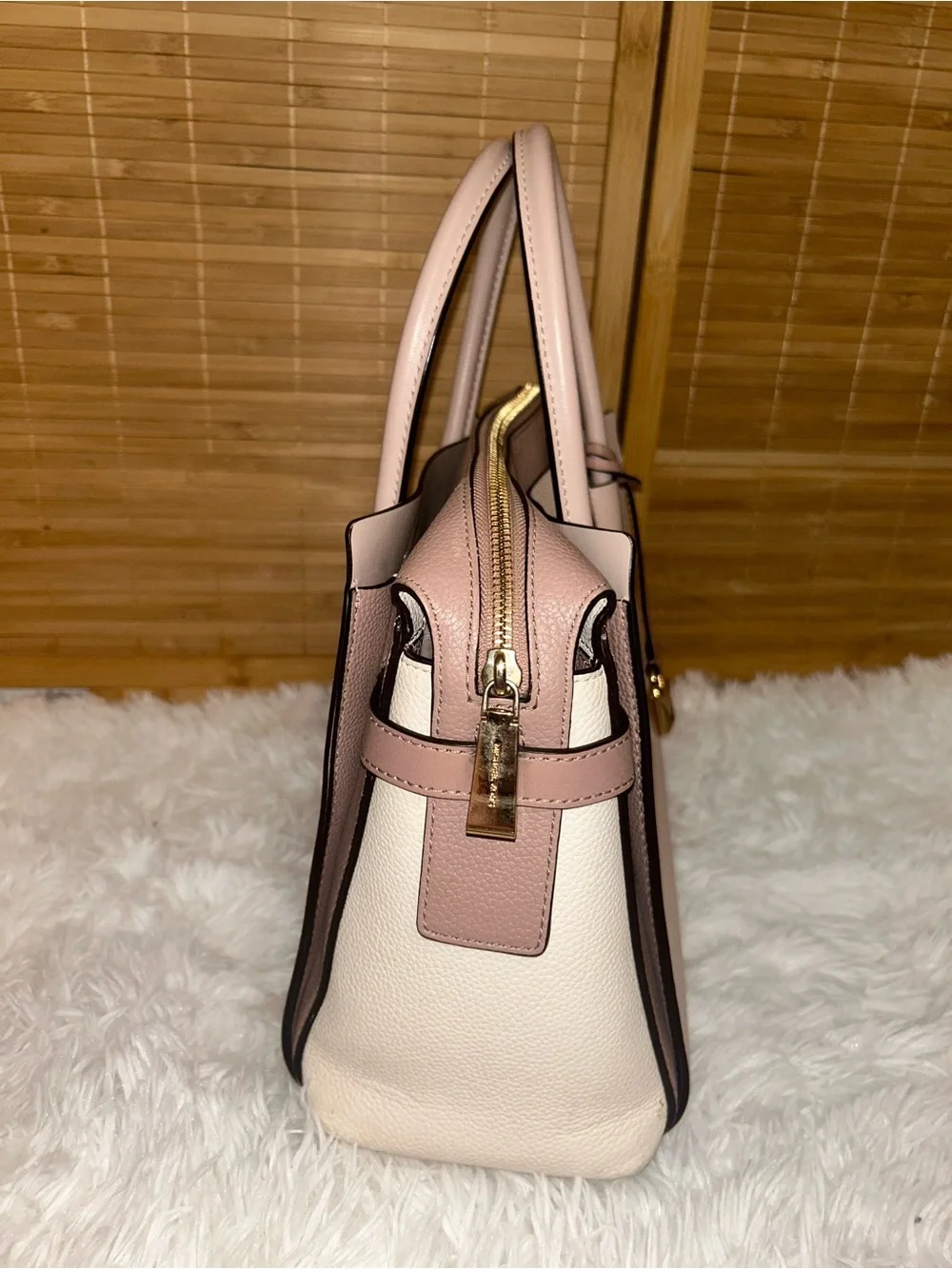 Michael Kors Mercer tote bag Pebble Leather Pink, White Beige Purse handbag